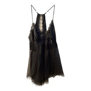 Victoria's Secret Black Sheer Lace Chemise